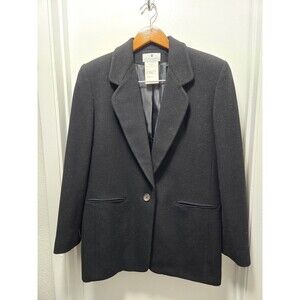 Wool Cashmere Coat Women's Size 8 Saks Fifth Avenue Black Hip Length 1 Button